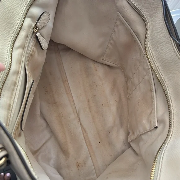 (S O L D) COACH CREAM TURNLOCK TOTE IN CROSSGRAIN LEATHER - Picture 5 of 11